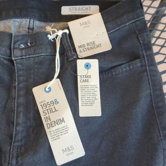 M&S Denim Mid Rise & Straight Sz. 28x28.5 Blue Jeans - Picture 2 of 14
